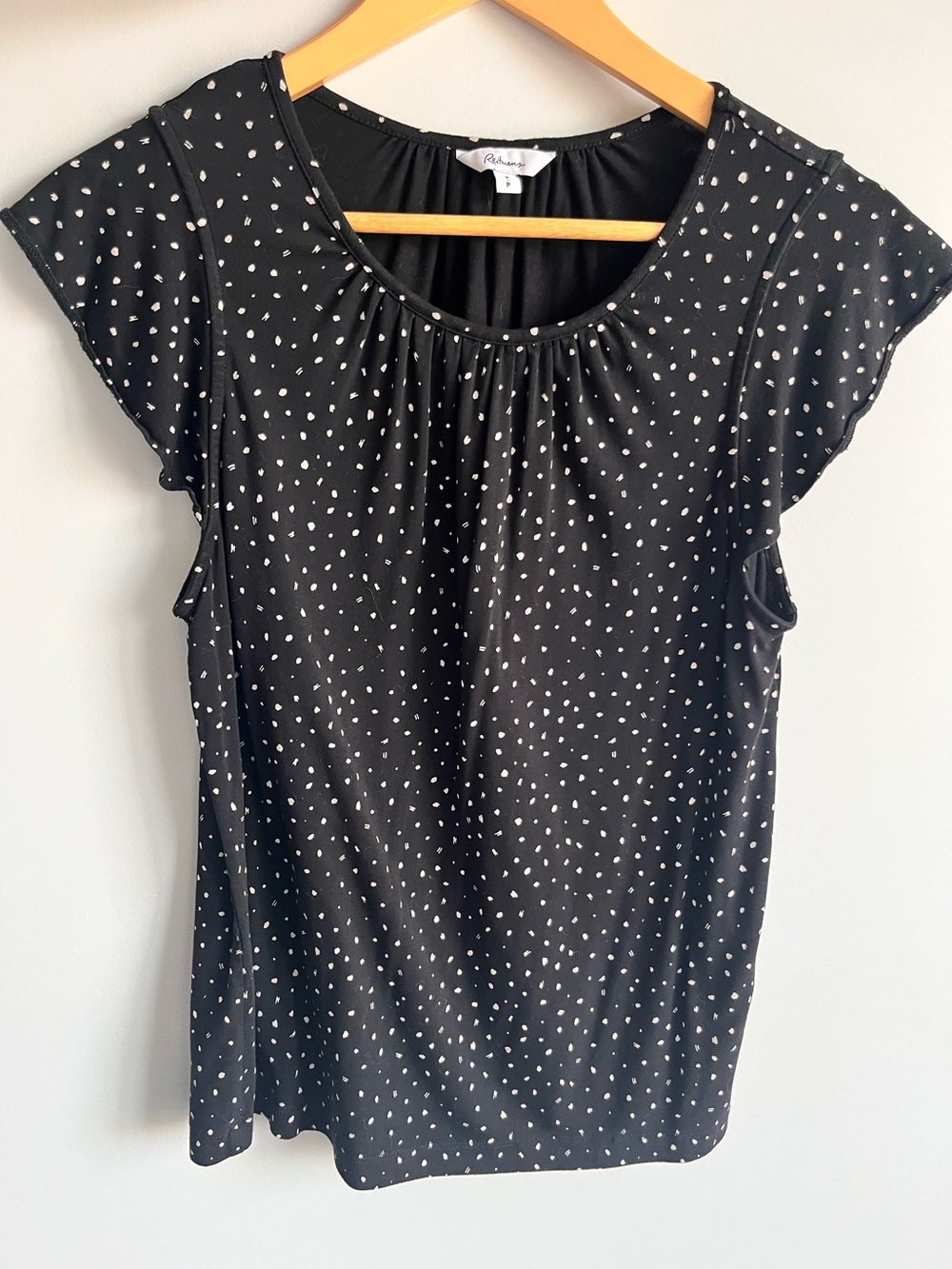 Reitmans Black Short-Sleeve Polka Dot Tee - Small